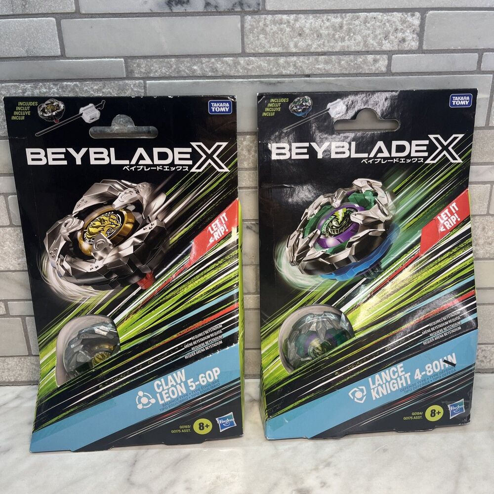 Beyblades X Claw Leon 5-60P Lance Knight 4-80HN, Set of Two Beyblades, Hasbro